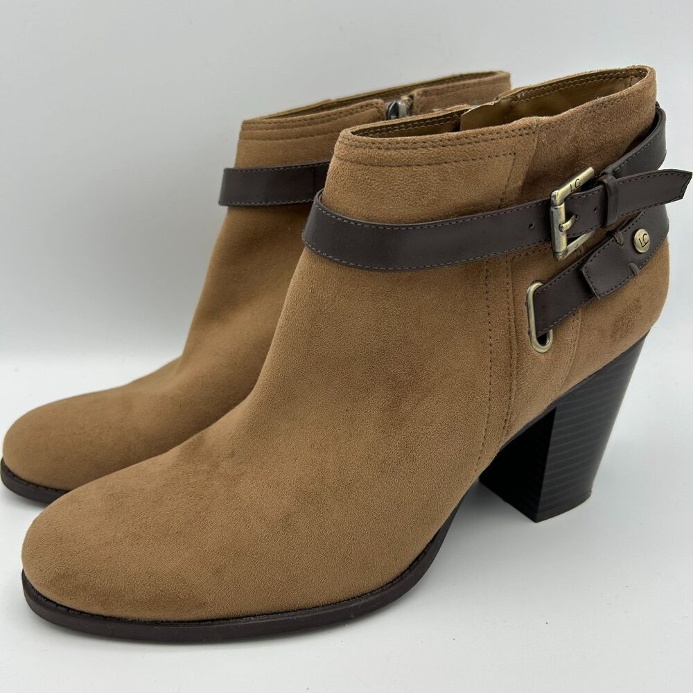 Liz Claiborne Flex Form Womens 11M Brown Faux Suede Ankle Boots Western Buckle - Picture 10 of 11